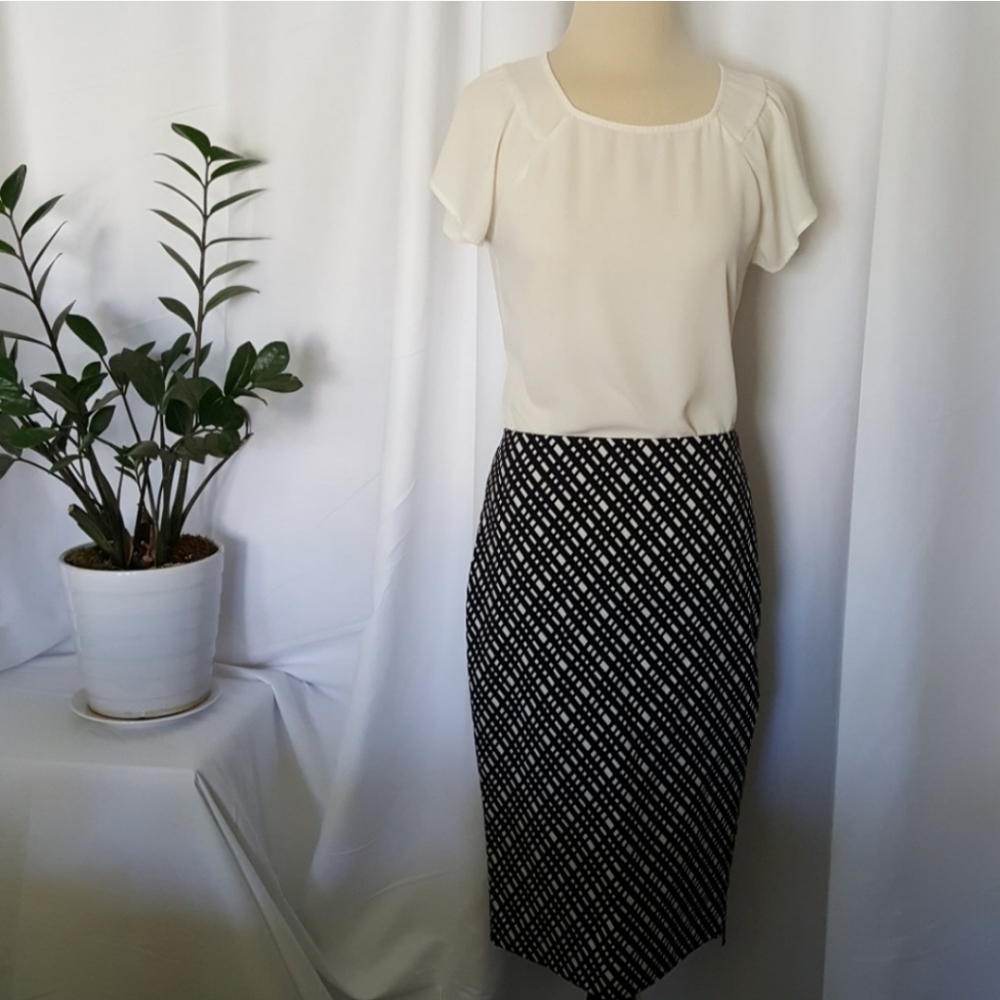 Black and white pencil skirt
